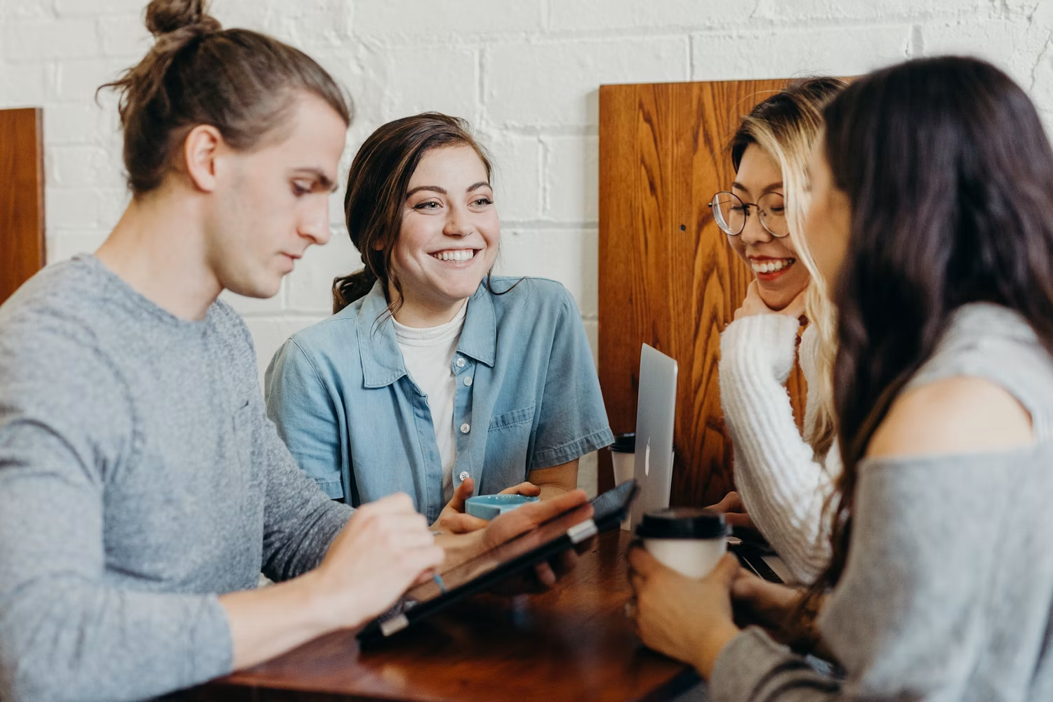 Nonprofit team collaborating around a table